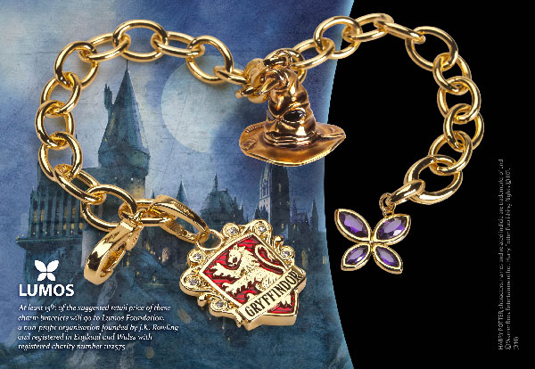 Bracelet Charms - Lumos Gryffondor, métal plaqué argent, 20,3 cm