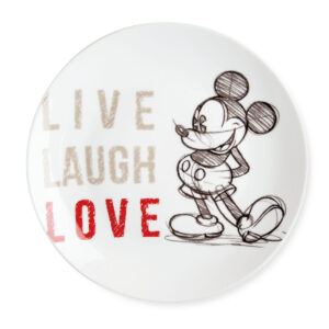 Assiette Mickey rouge "Live Laugn Love" - pocelaine