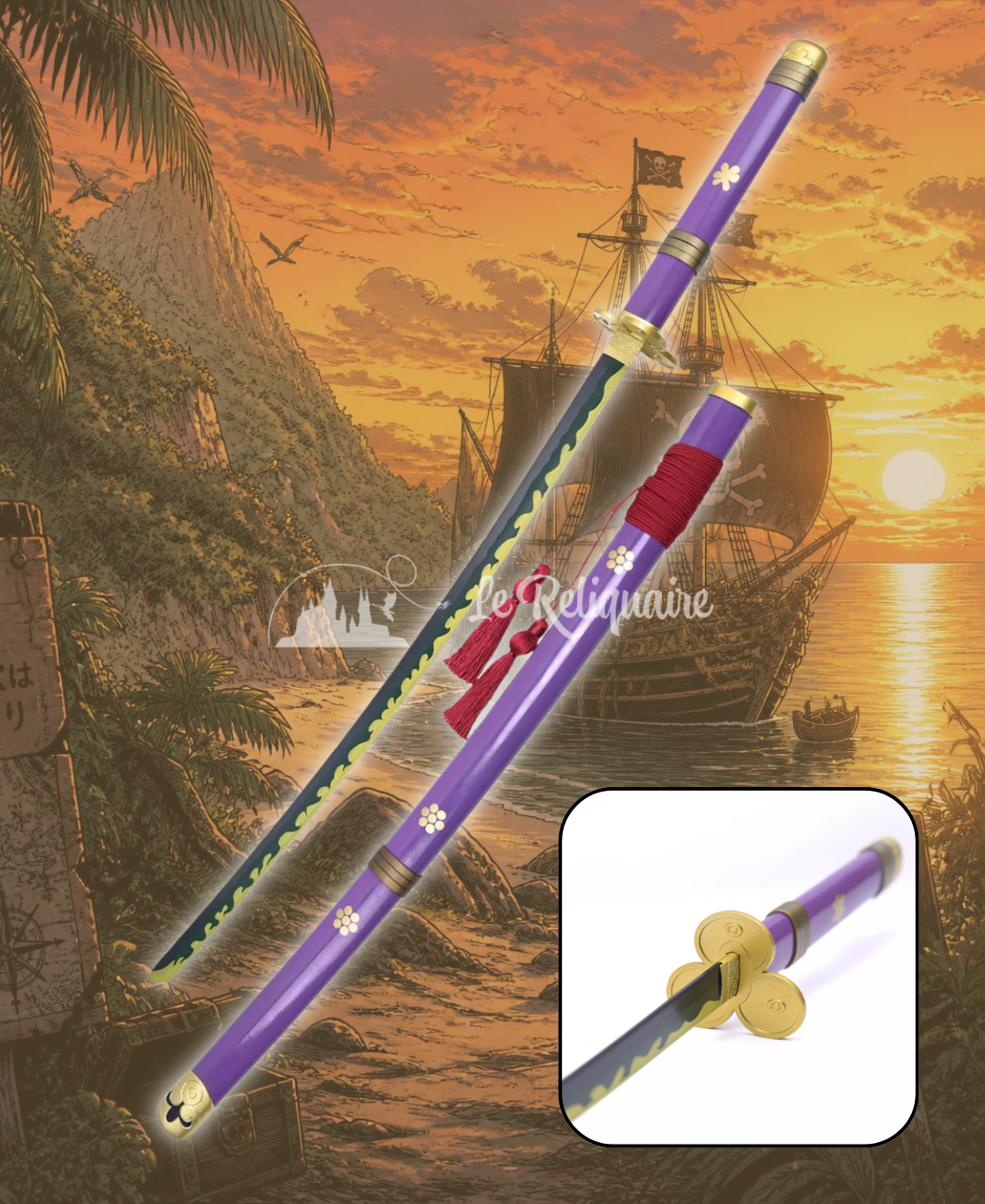 one piece zorro Enma Réplique décorative inspirée de Zoro - Katana Enma 104cm - One Piece – Image 1