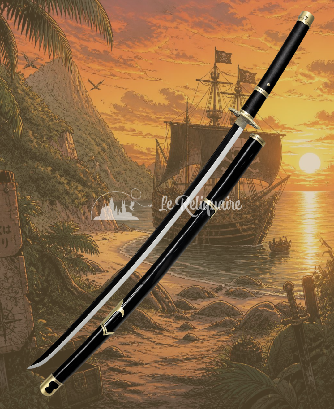 one piece zorro wado Yubashiri 1 Réplique décorative inspirée de Zoro - Katana Yubashiri 103cm - One Piece – Image 1