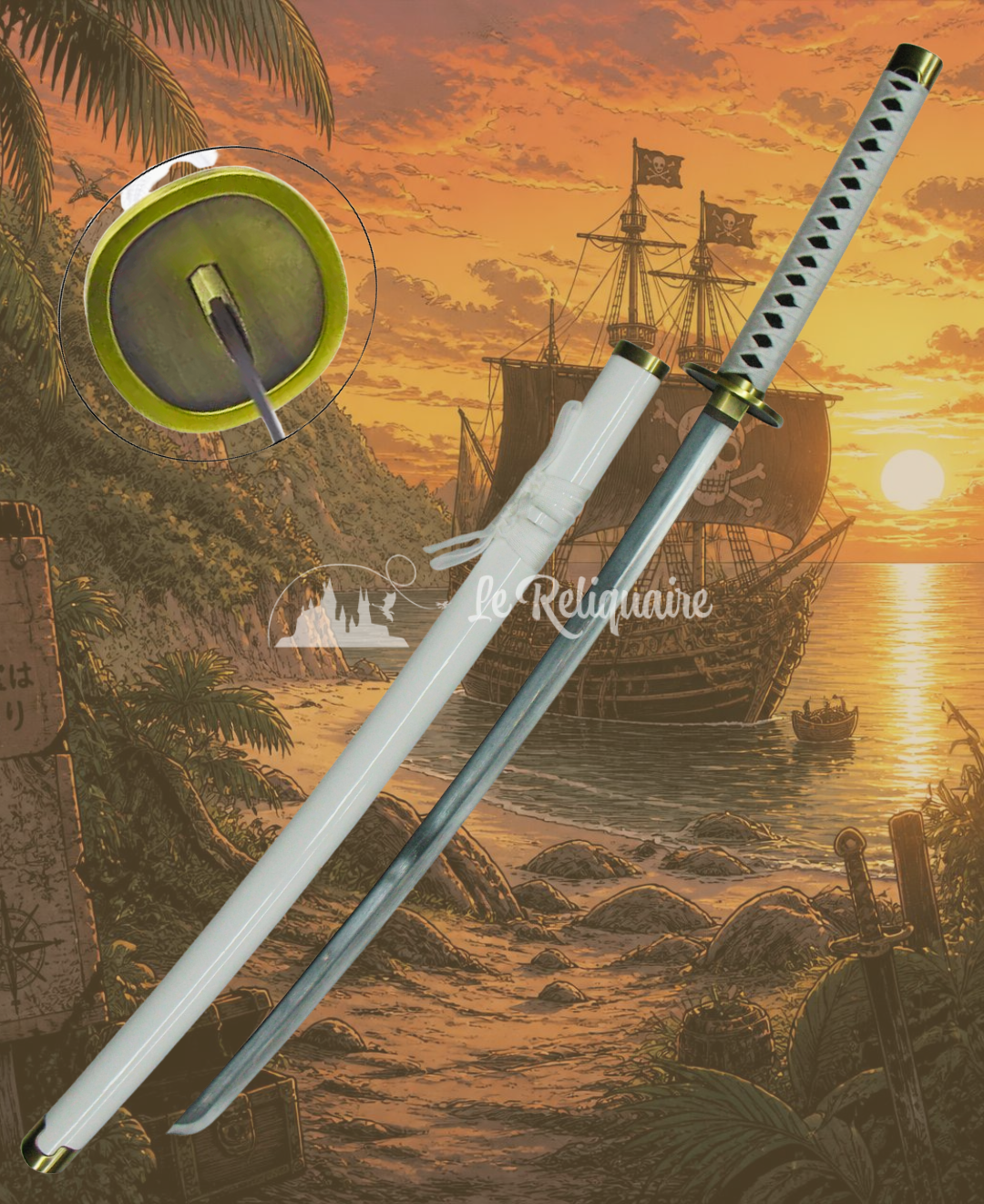 one piece zorro wado ichimonji 1 Réplique décorative inspirée de Zoro - Katana Wado Ichimonji 103cm - One Piece – Image 1