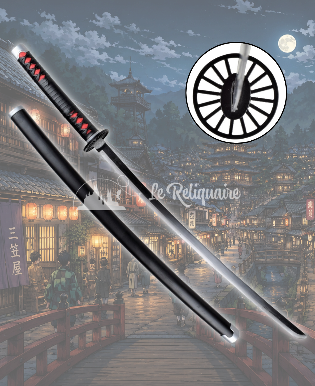 Demon Slayer - Tanjiro V1 105cm Réplique décorative inspirée de Demon Slayer - Tanjiro Kamado - Nichirin Blade/Sabre du soleil 105cm V1 – Image 1