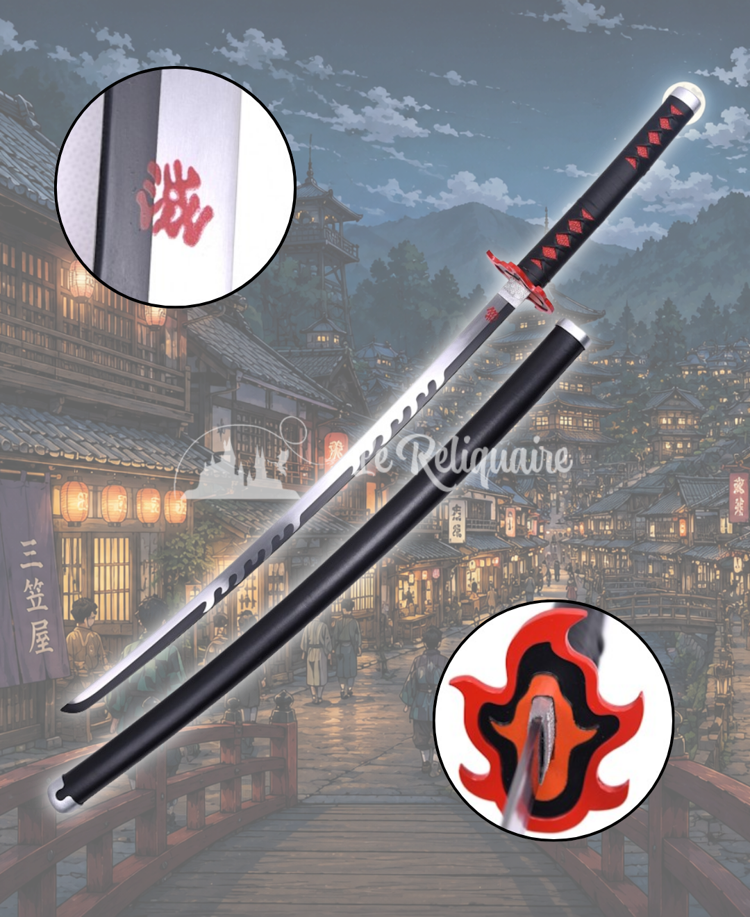 Demon Slayer - Tanjiro V2 105cm Réplique décorative inspirée de Demon Slayer - Tanjiro Kamado - Nichirin Blade/Sabre du soleil 105cm V2 – Image 1